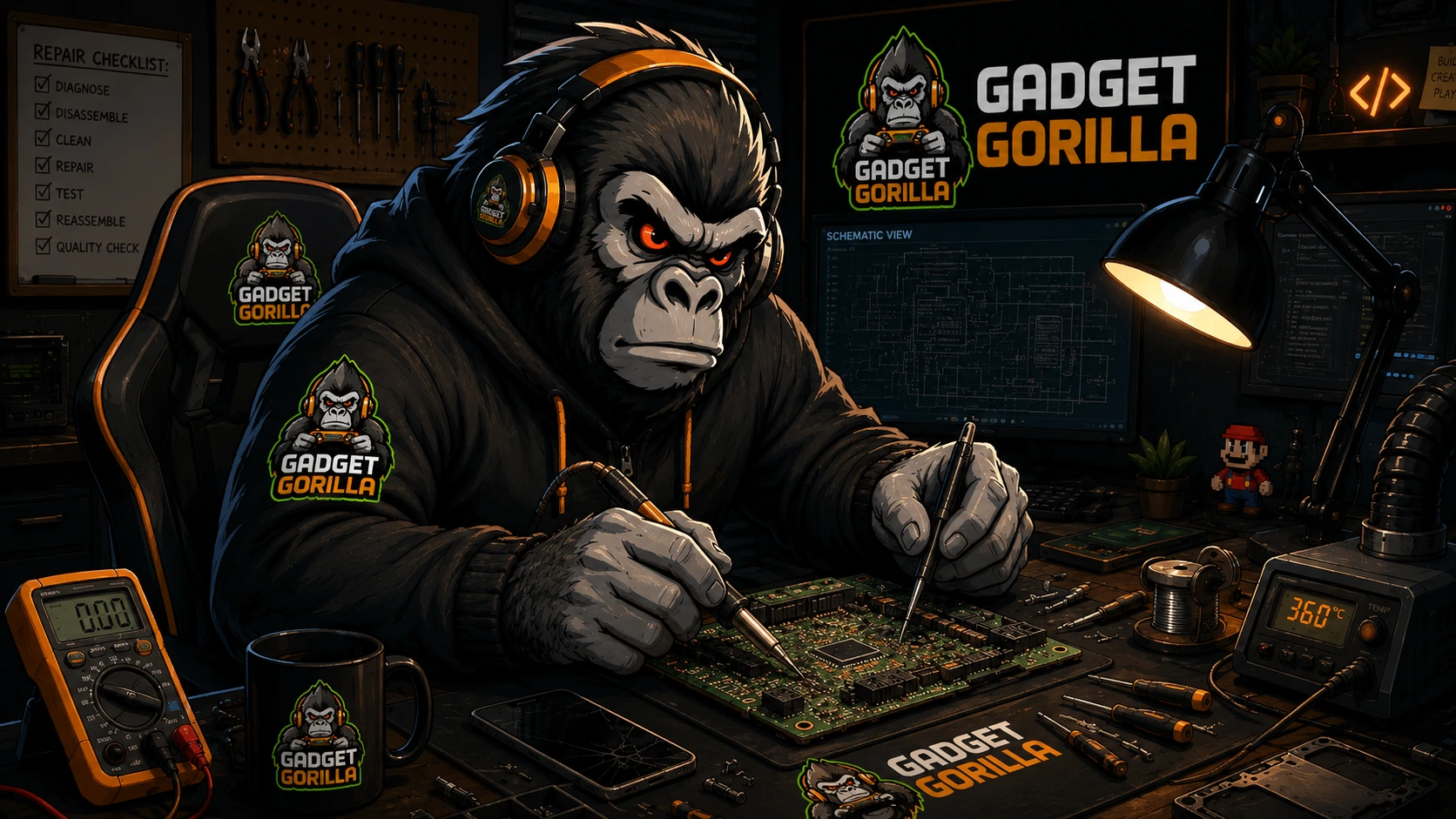 gadget Gorilla fixing circuit boards
